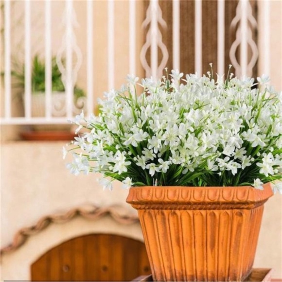 8Bundles Artificial Daffodils Flowers,FakeArtificial Greenery UVResistant(White) - Picture 8 of 9